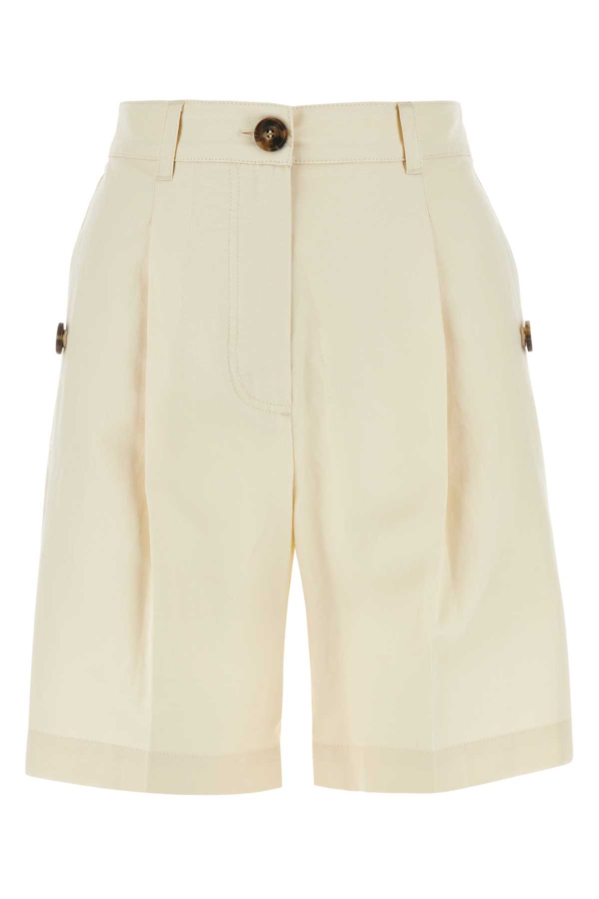 Shop Weekend Max Mara Ivory Cotton Blend Afa Shorts In Burro