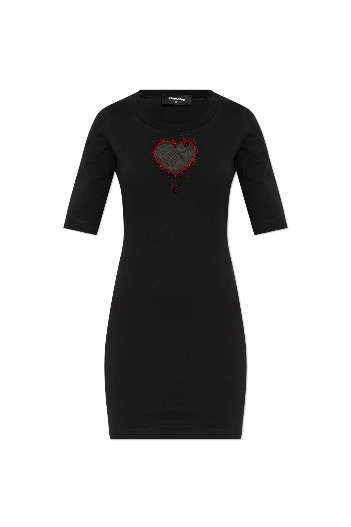 Shop Dsquared2 Dress With Applique In Black