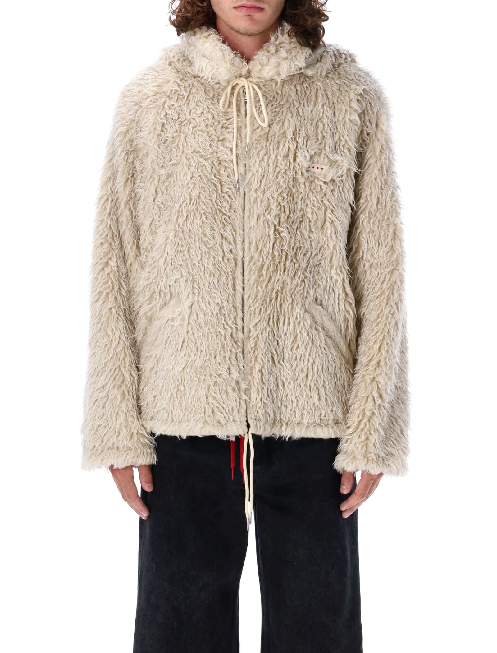 Shop Marni Teddy Jacket In White