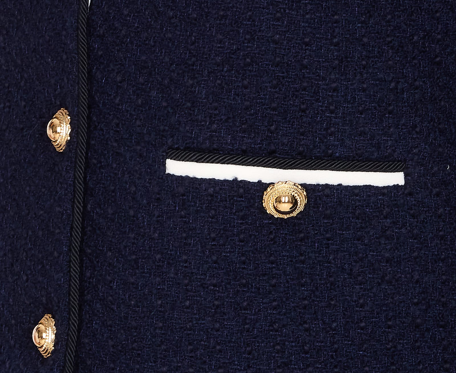Self-portrait Self Portrait 'navy Boucle Contrast Collar' Blazer In Blue