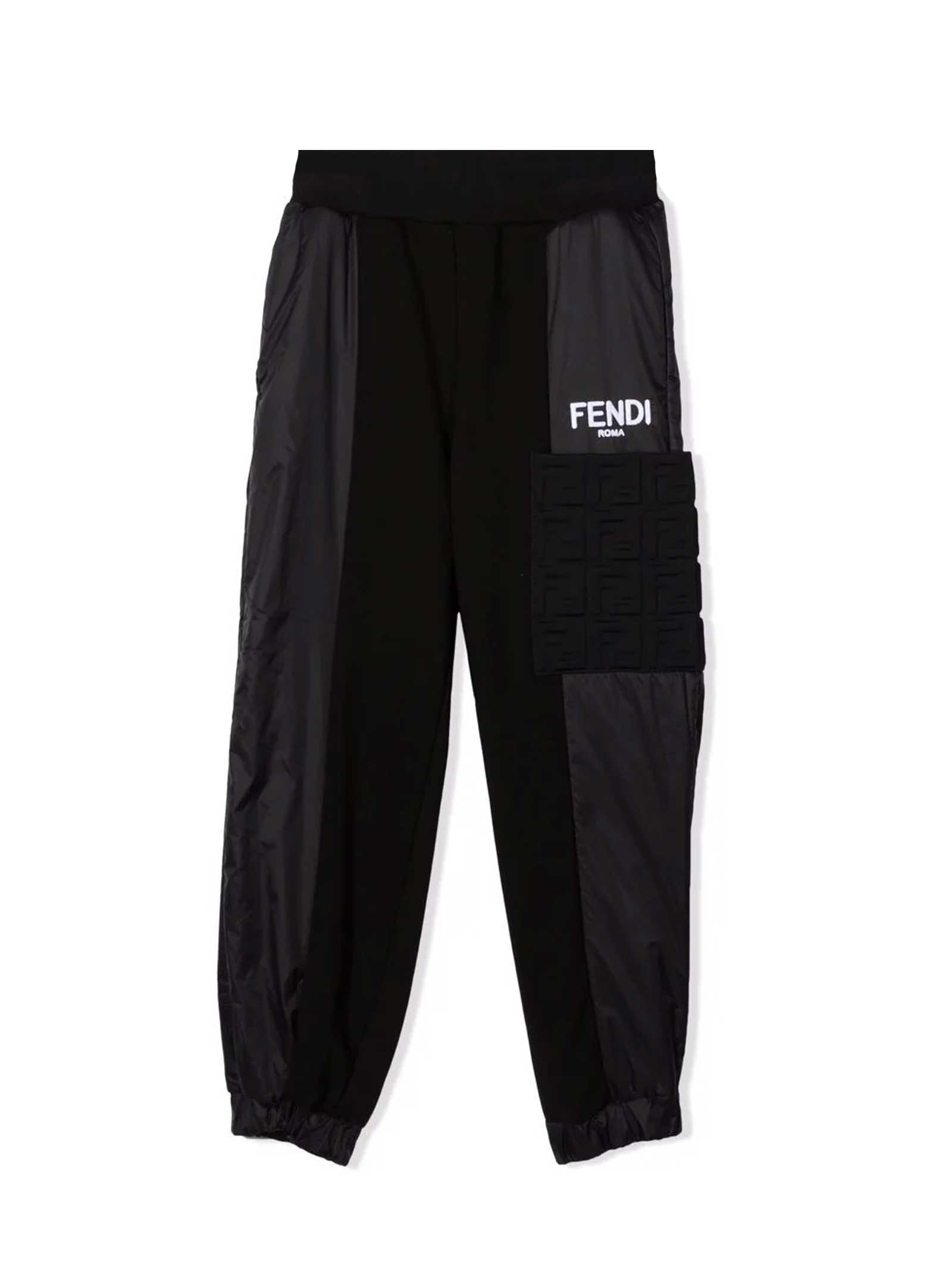 Fendi Black Trousers With White Logo