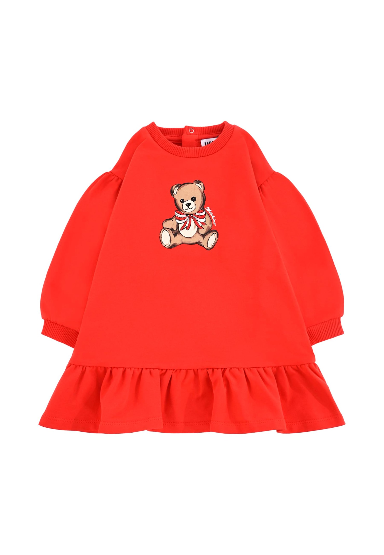 Moschino Red Dress For Baby Girl With Teddy Bear In Red
