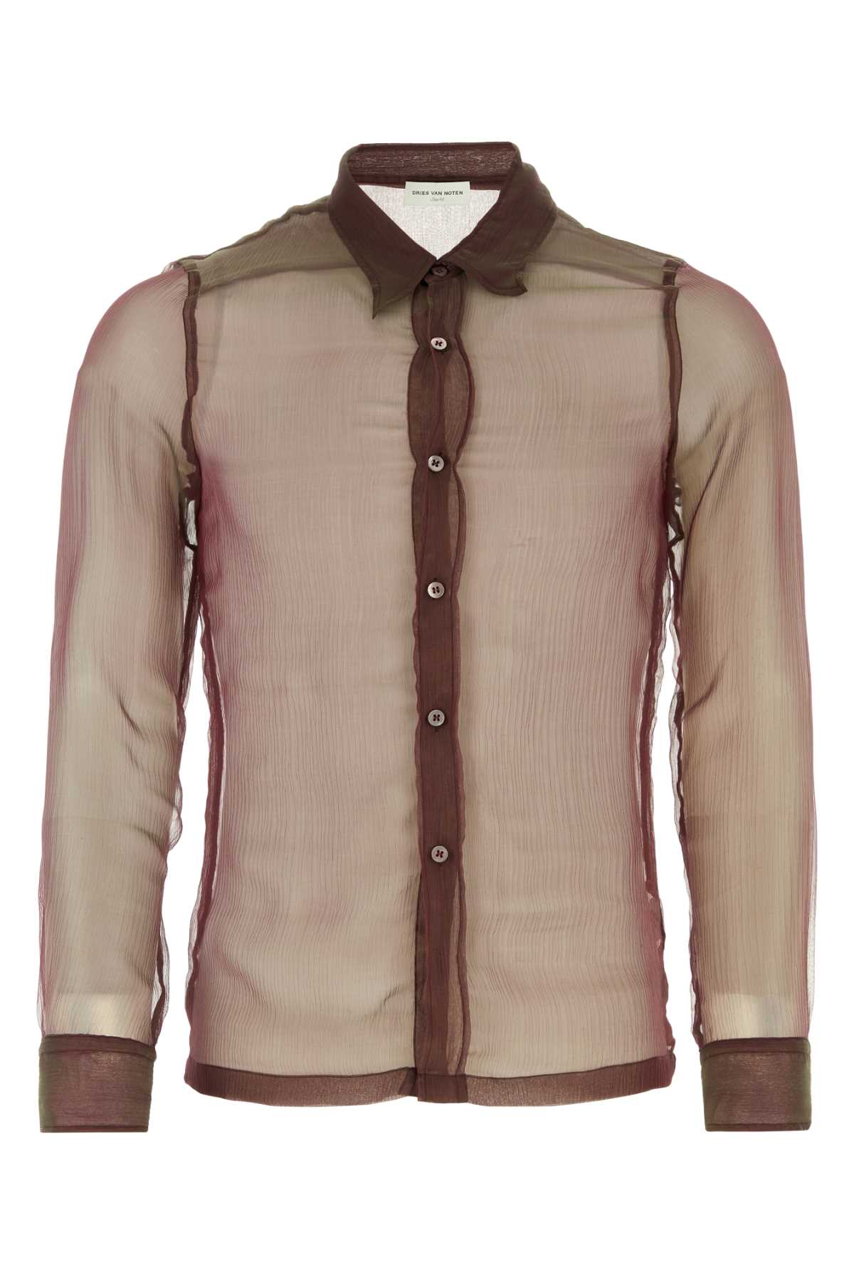 Burgundy Silk See-through Shirt