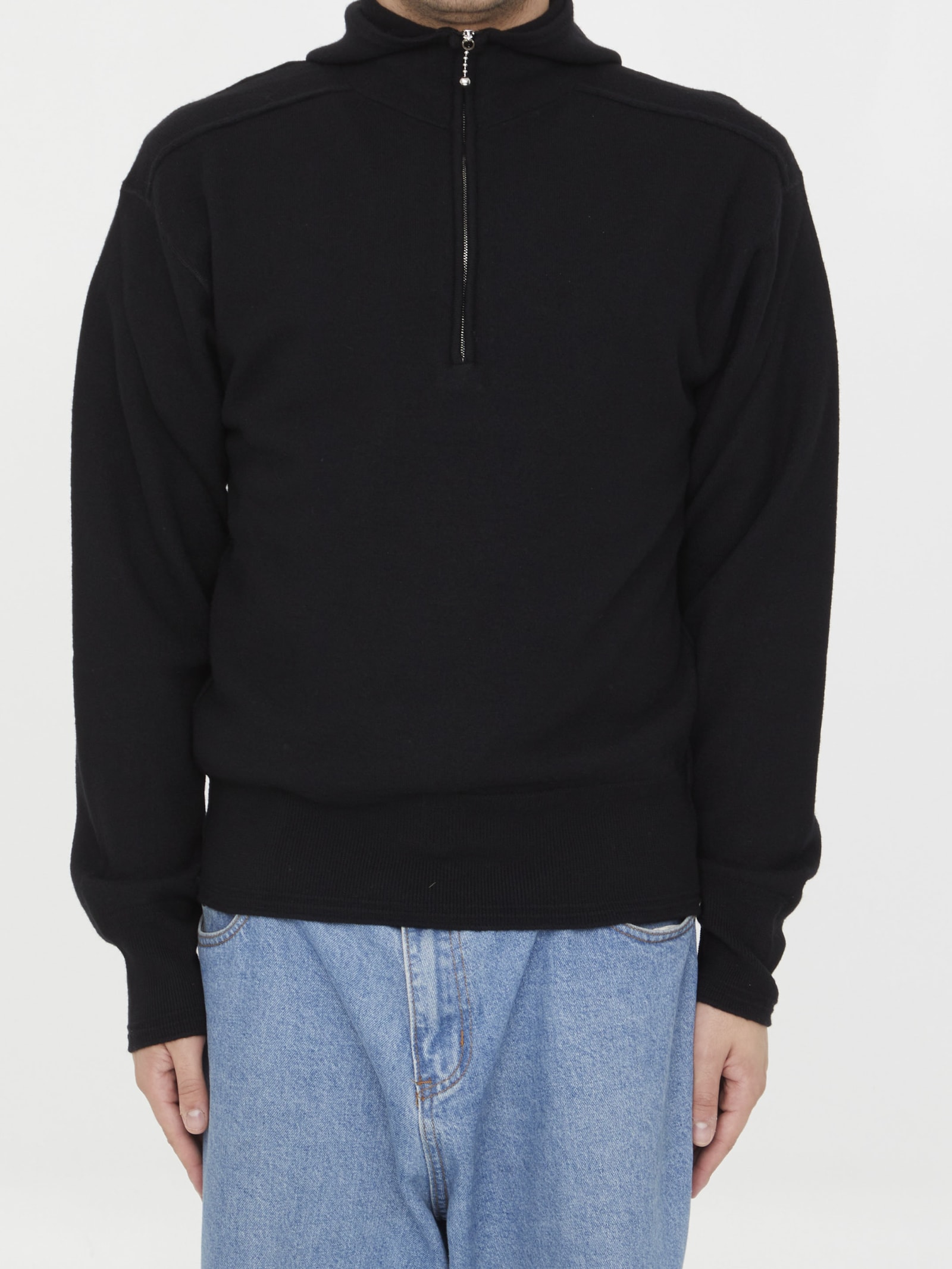 Shop Burberry Wool Hoodie In Black