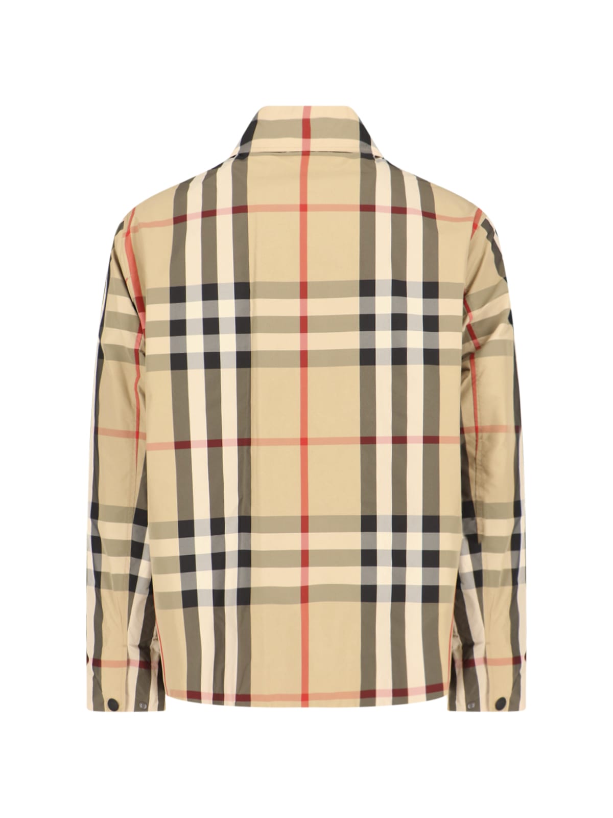 Shop Burberry Check Shirt Jacket In Beige