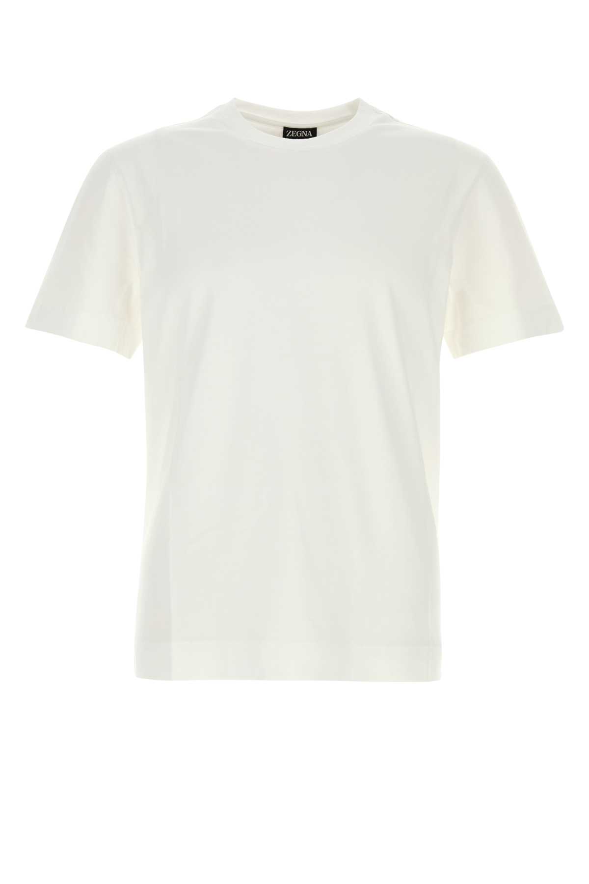 Zegna T-shirt In Cotone Bianco  Uomo In Black