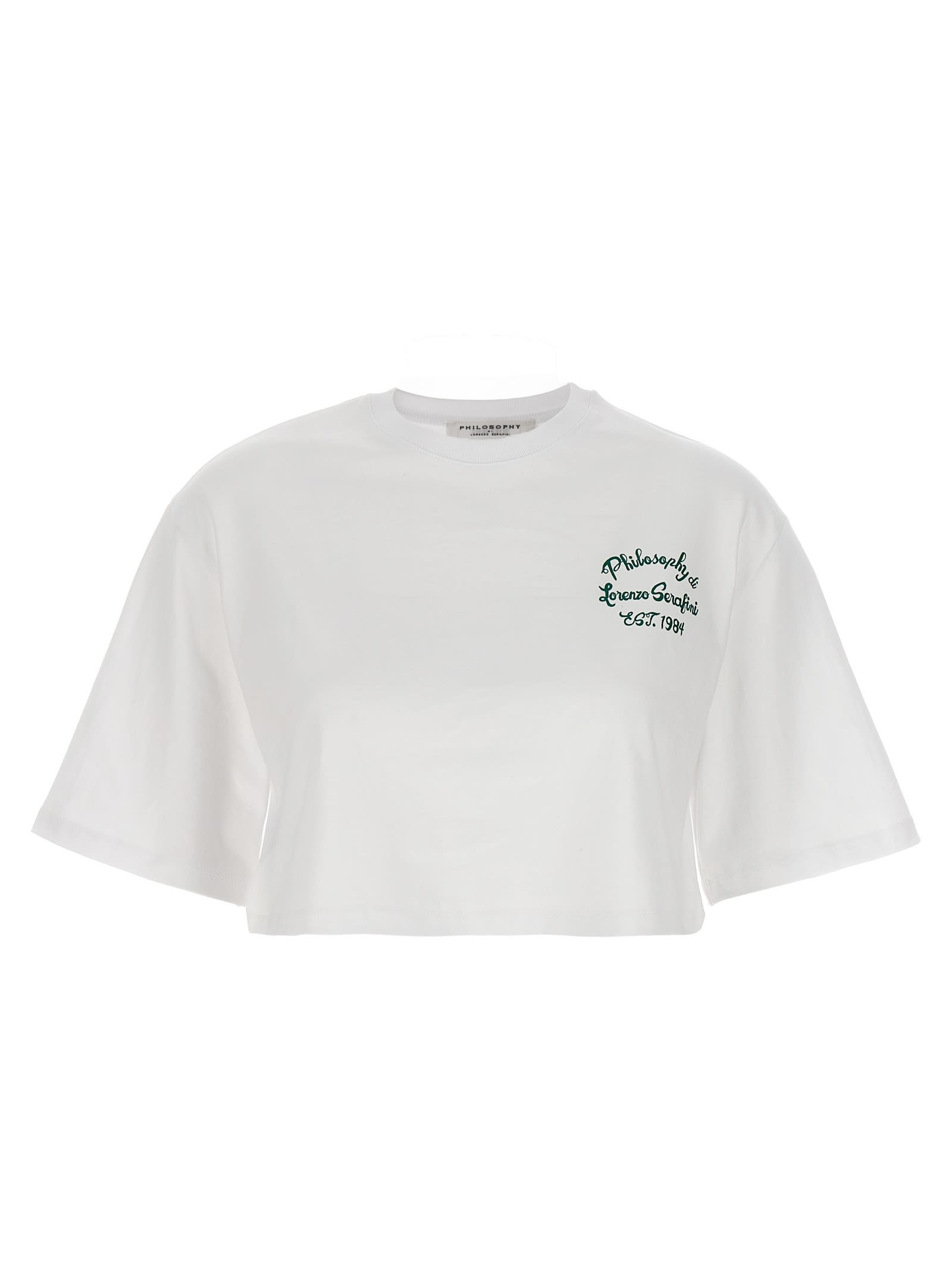 Shop Philosophy Di Lorenzo Serafini Logo Print Cropped T-shirt In White