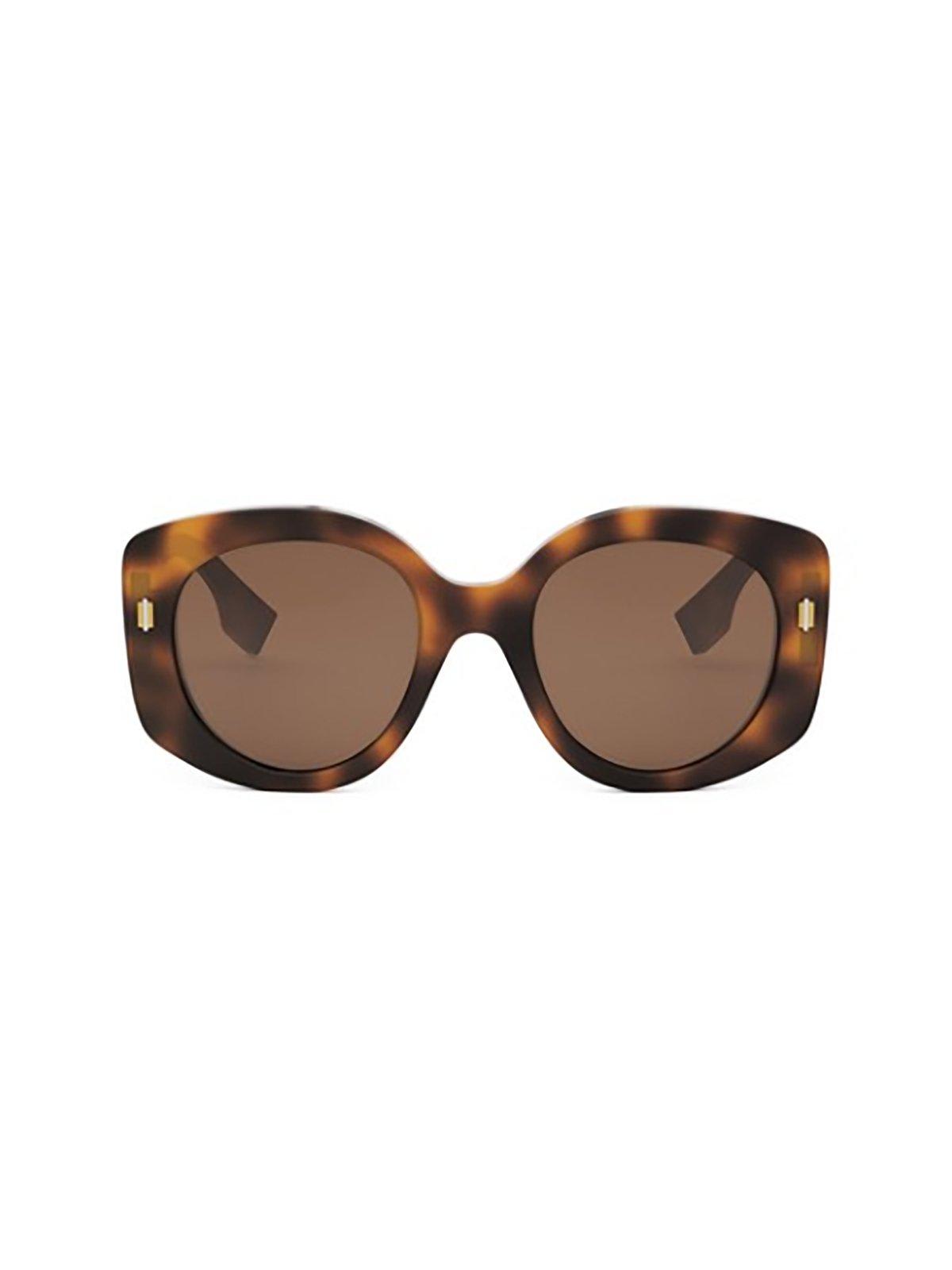 Fendi Round Frame Sunglasses In 53e - Havana