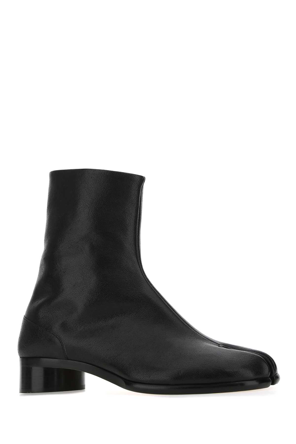 Maison Margiela Black Leather Tabi Ankle Boots In T8013