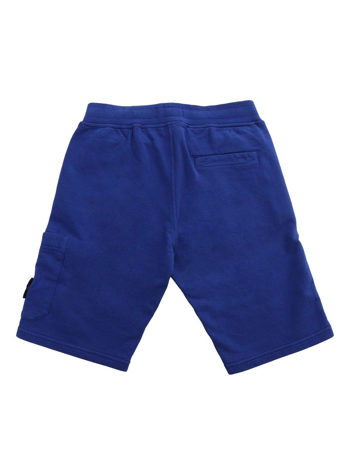 Shop Stone Island Junior Compass-badge Elasticated Waistband Shorts In Blue