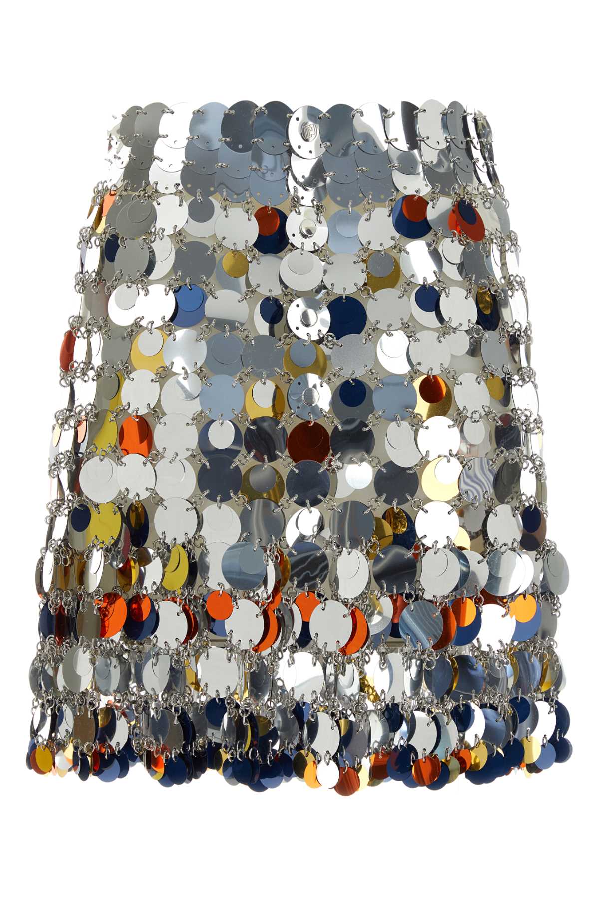 Paco Rabanne Multicolor Sequins Mini Skirt In Silverbrightorange
