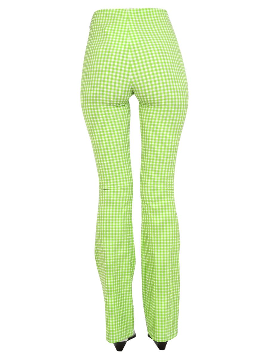 Shop Msgm Plaid Pattern Pants In Green