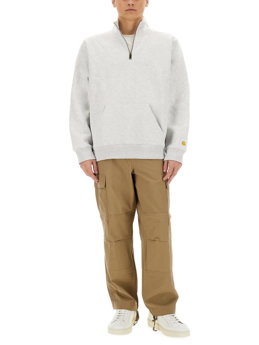 Carhartt Chase Half-zip Sweatshirt In Grey
