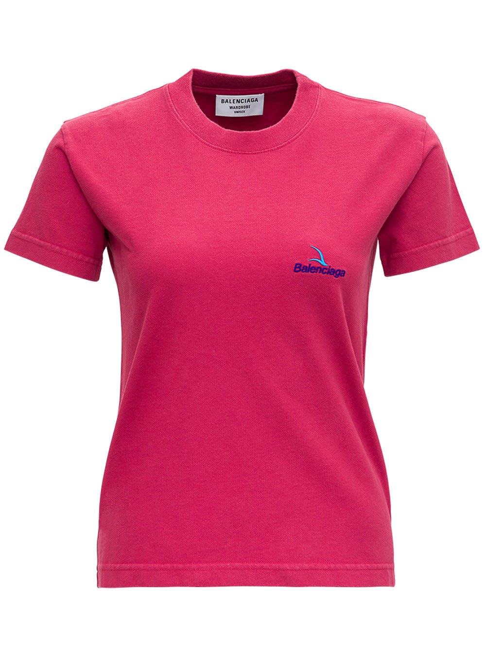 Balenciaga Pink Jersey T-shirt With Logo