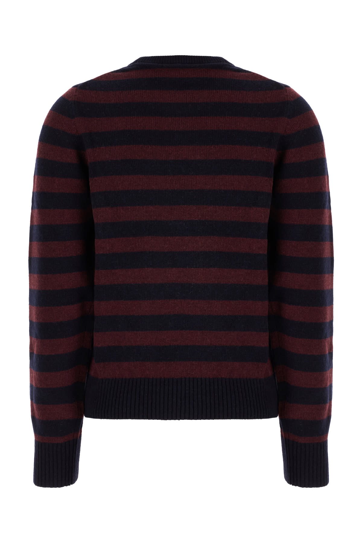 Ganni Graphic Wool Mix Poodle Stripe Crewneck Knitwear Multicolor In Multi