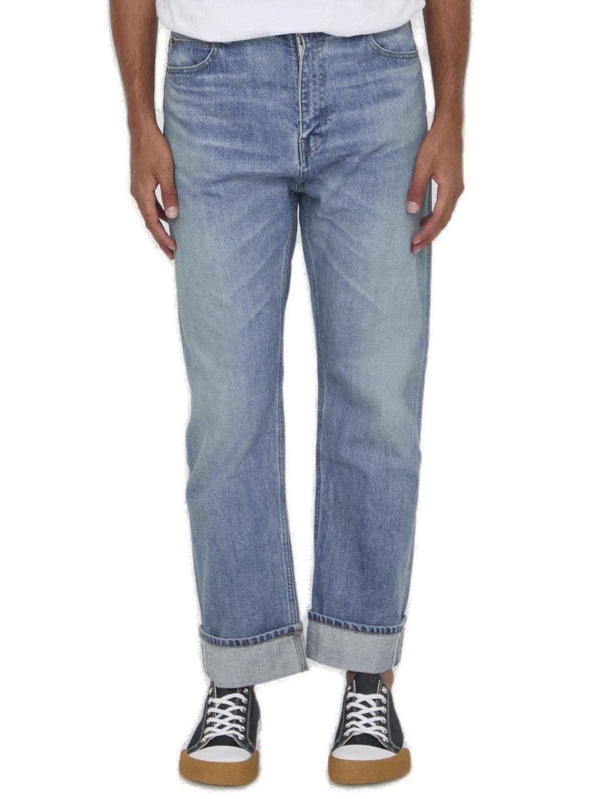 Shop Loewe Straight Leg Jeans In Vintage Blue