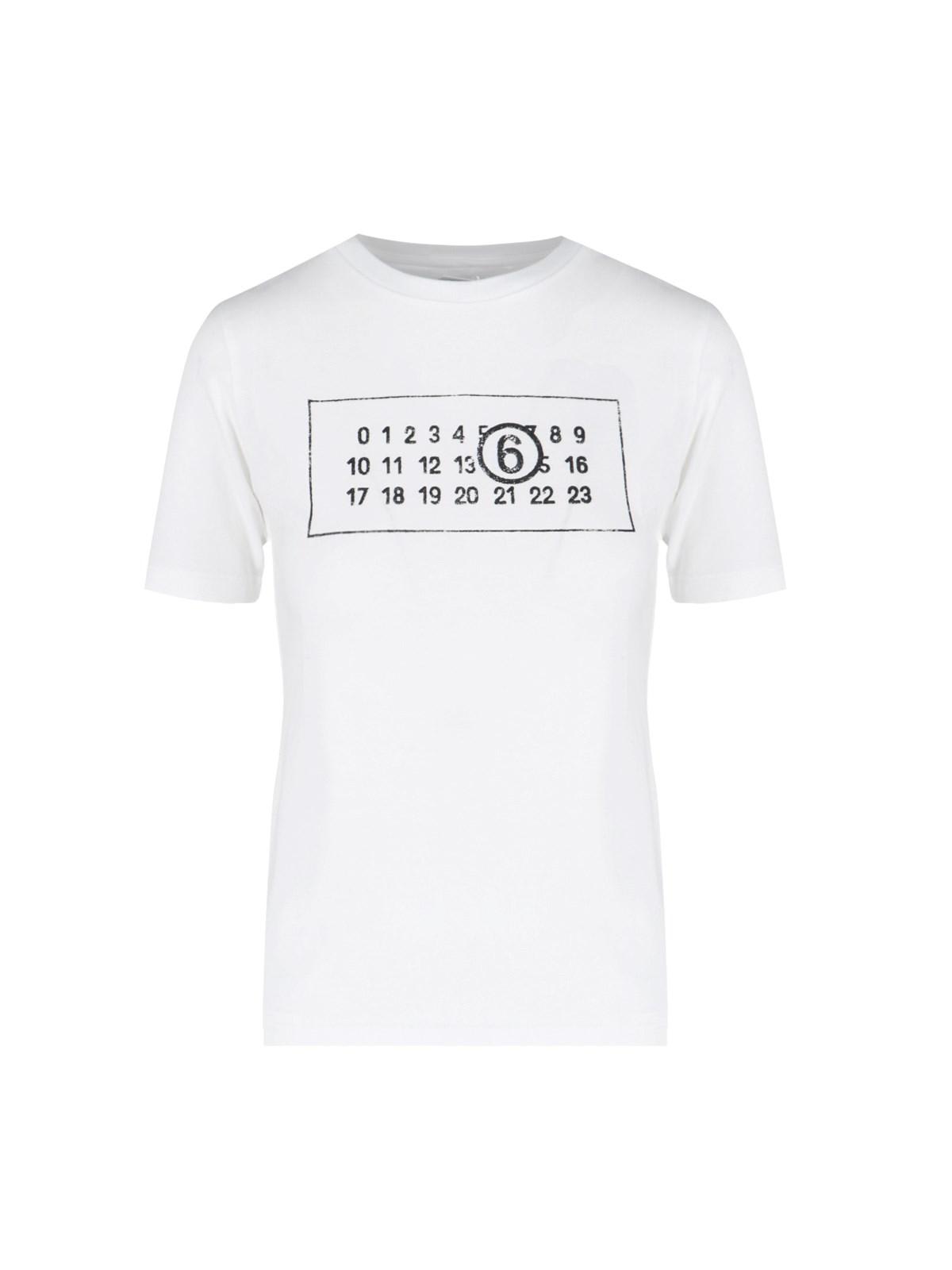 Shop Mm6 Maison Margiela Logo T-shirt In White/black