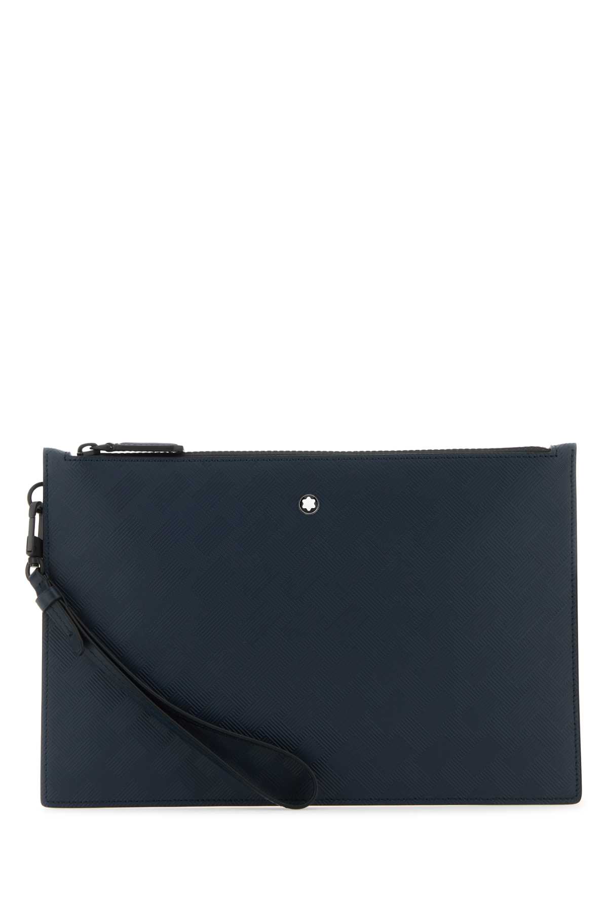 Shop Montblanc Blue Leather Extreme 3.0 Pouch In Inkblue