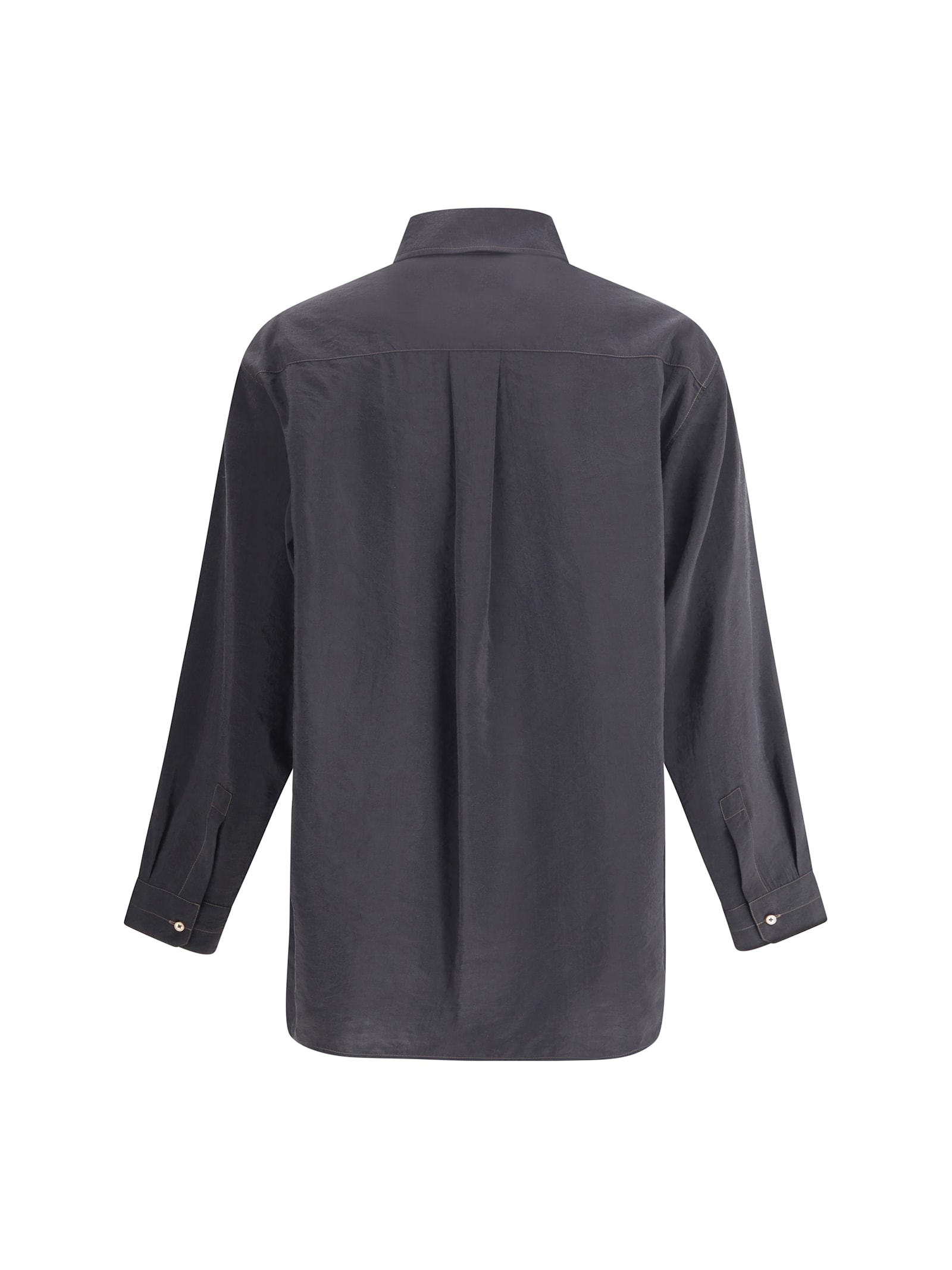 Lemaire Convertible Collar Shirt In Gray