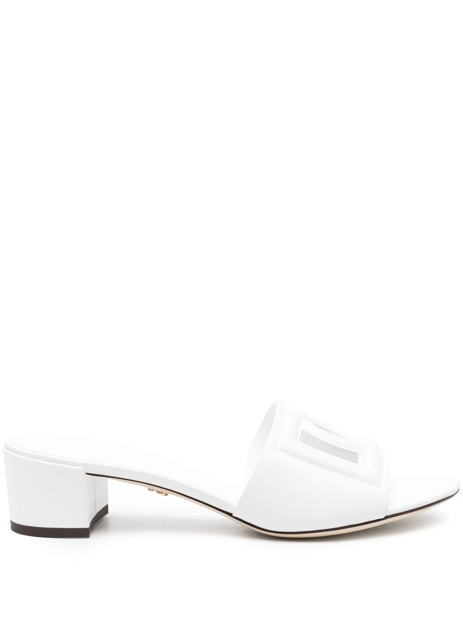 Shop Dolce & Gabbana Ciabatta Tacco Vitello Liscio In Bianco