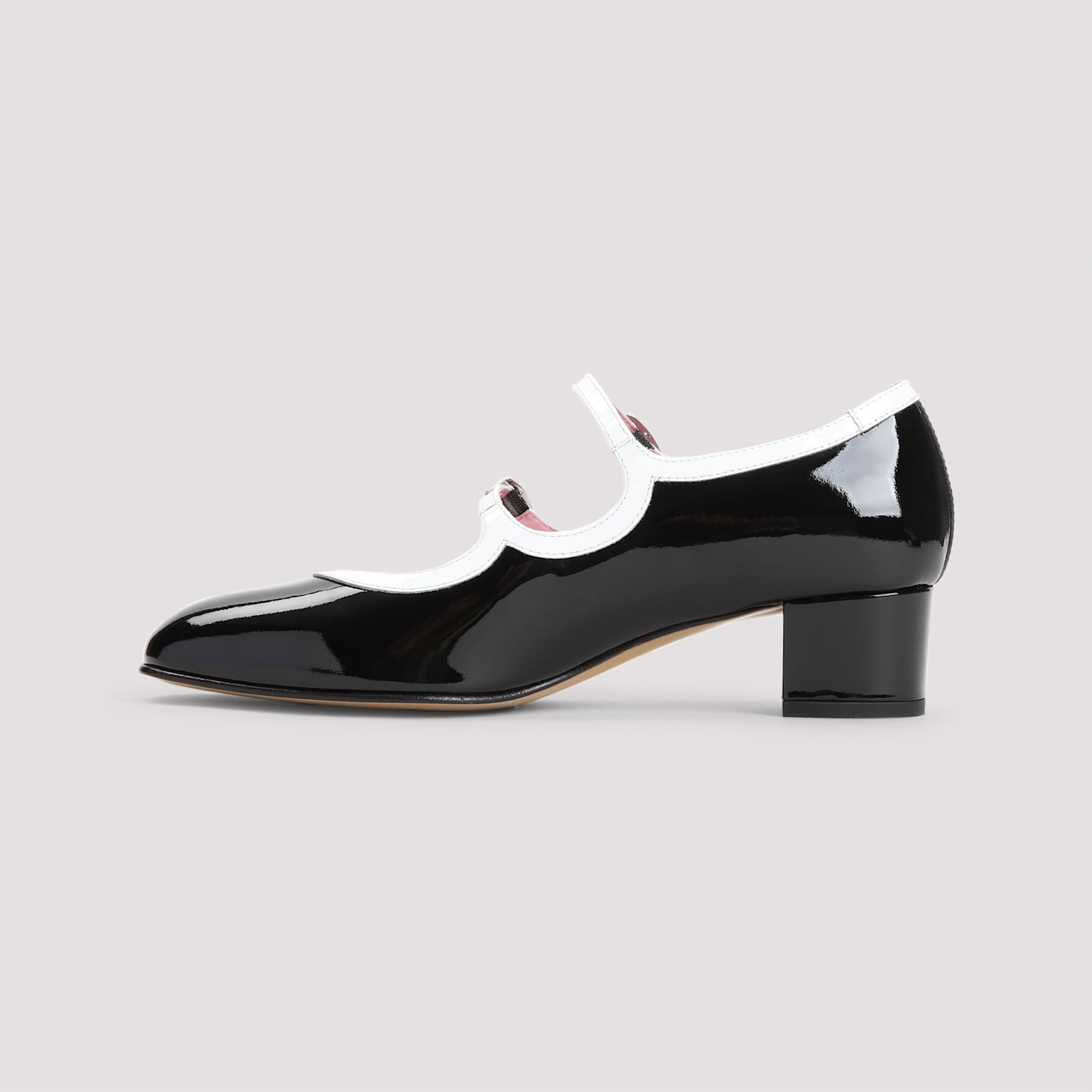 Carel Mary Jane00 Block Heel Round Toe In Black White