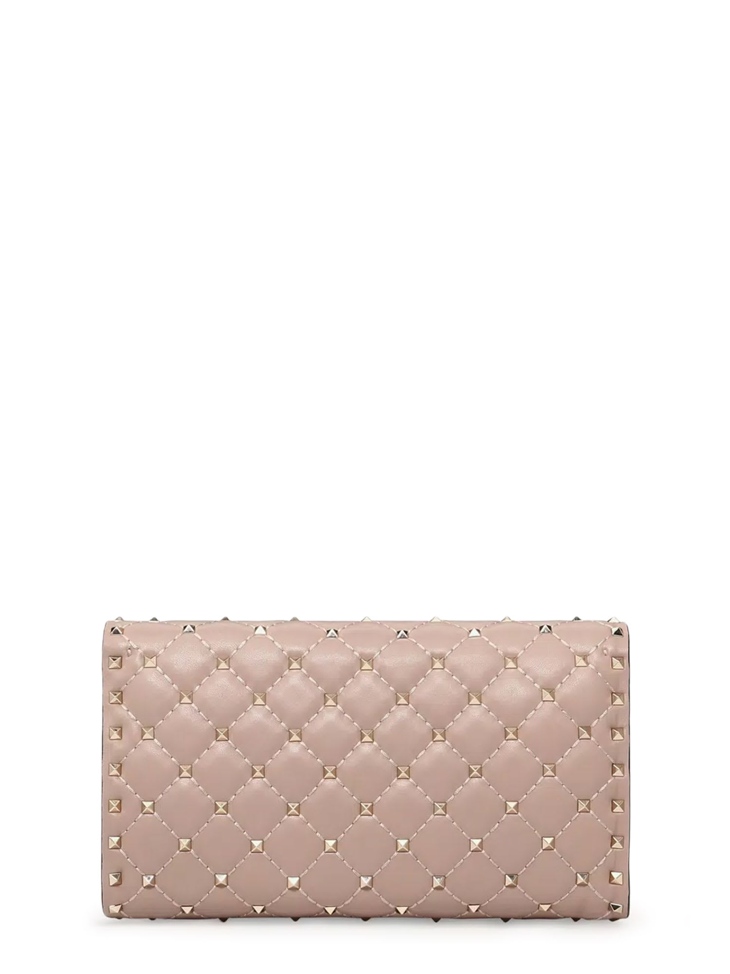 Valentino Garavani Rockstud Spike Nappa Leather Crossbody Clutch Bag Woman Poudre Uni In Pink