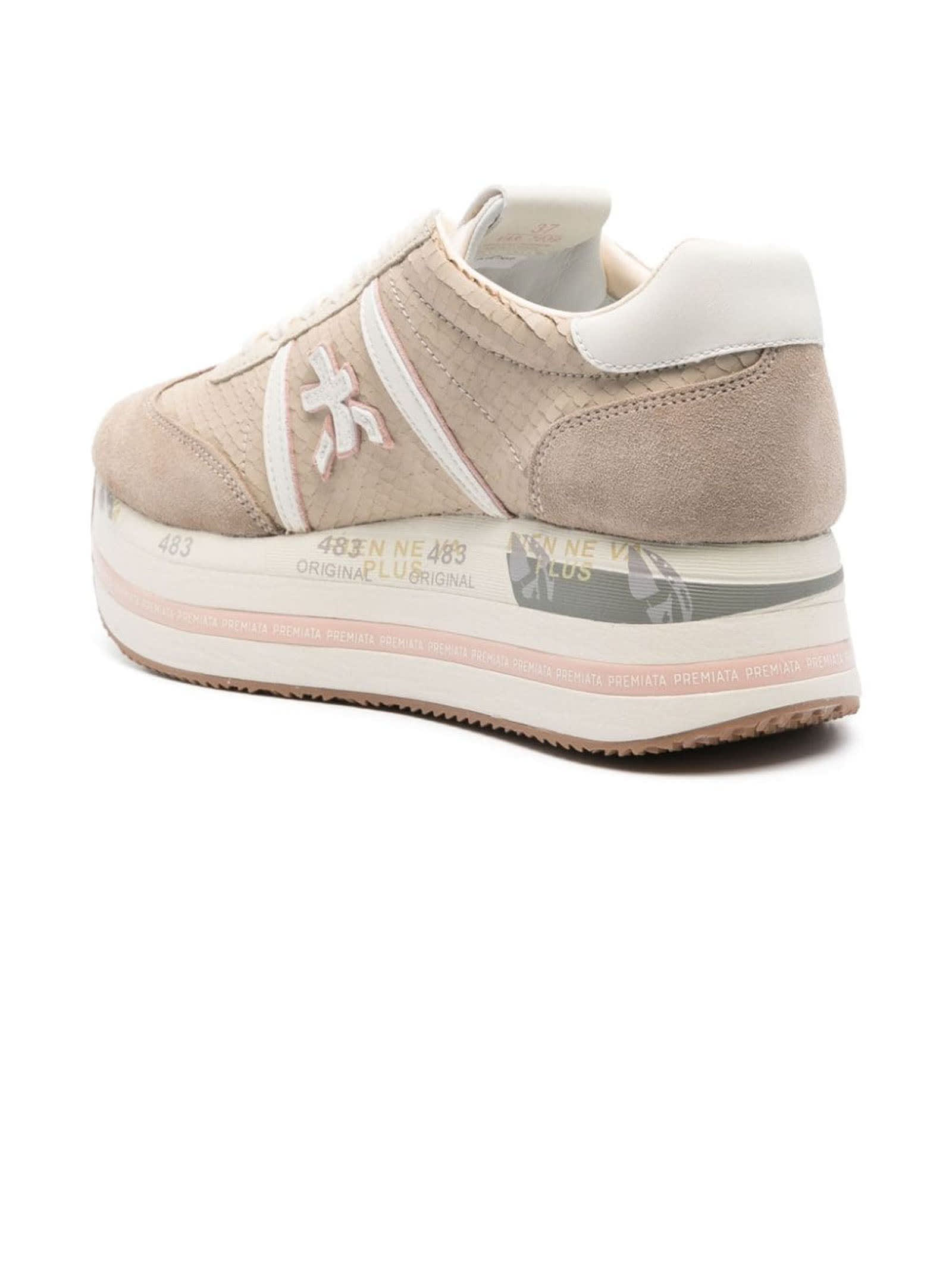 Shop Premiata Beige Beth Sneakers