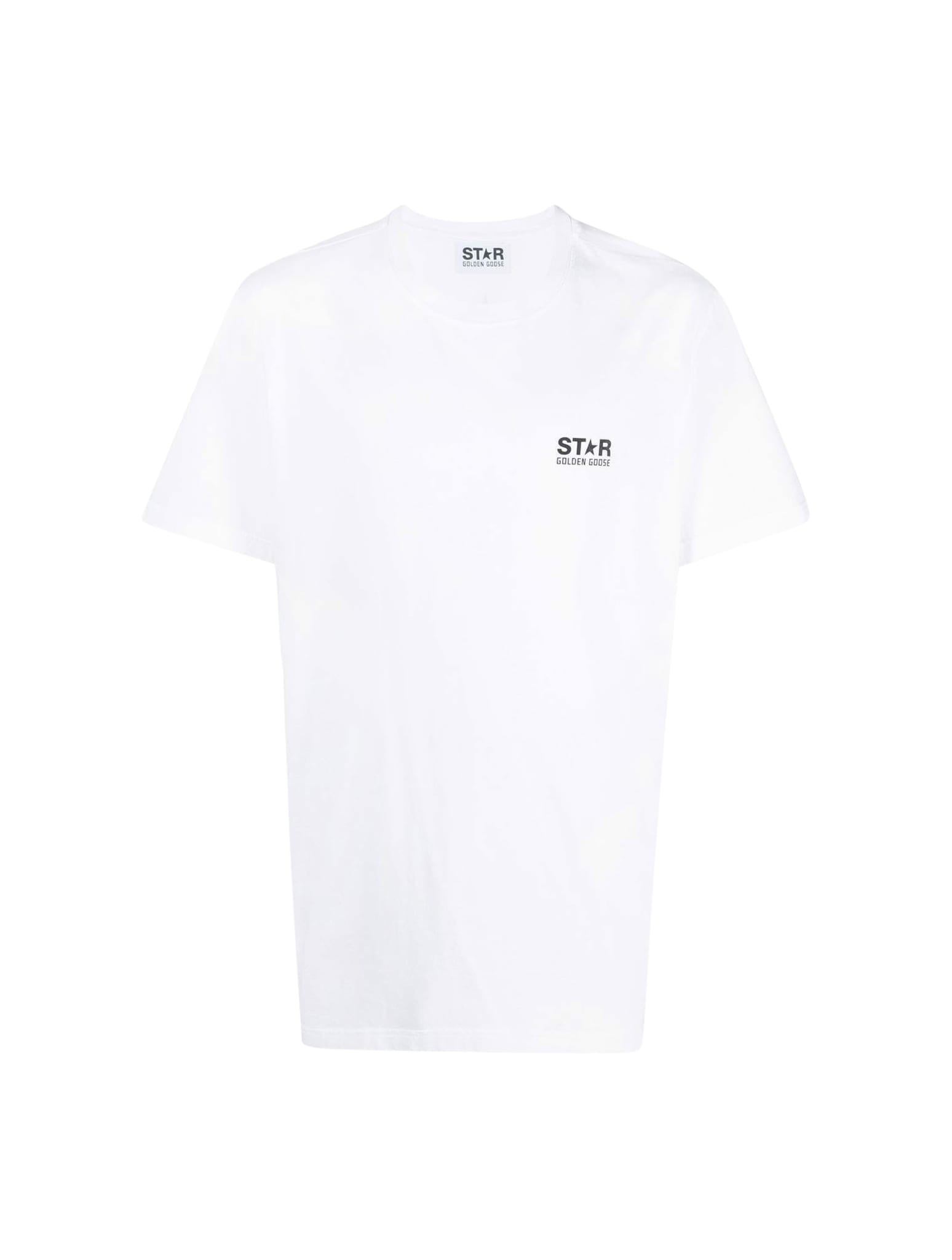 Shop Golden Goose Star M`s Regular T-shirt / Logo/ Big Star Back/ Blackboard In White Black