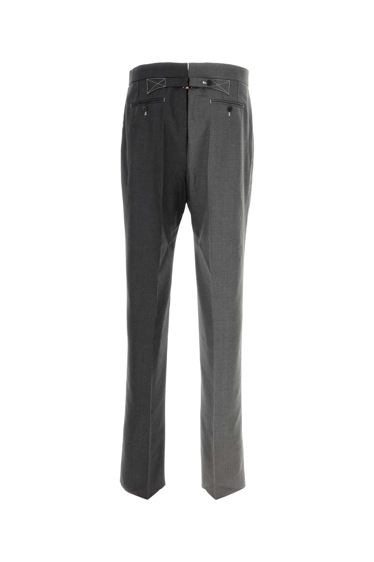 Shop Thom Browne Two-tone Wool Pant In Medgrey