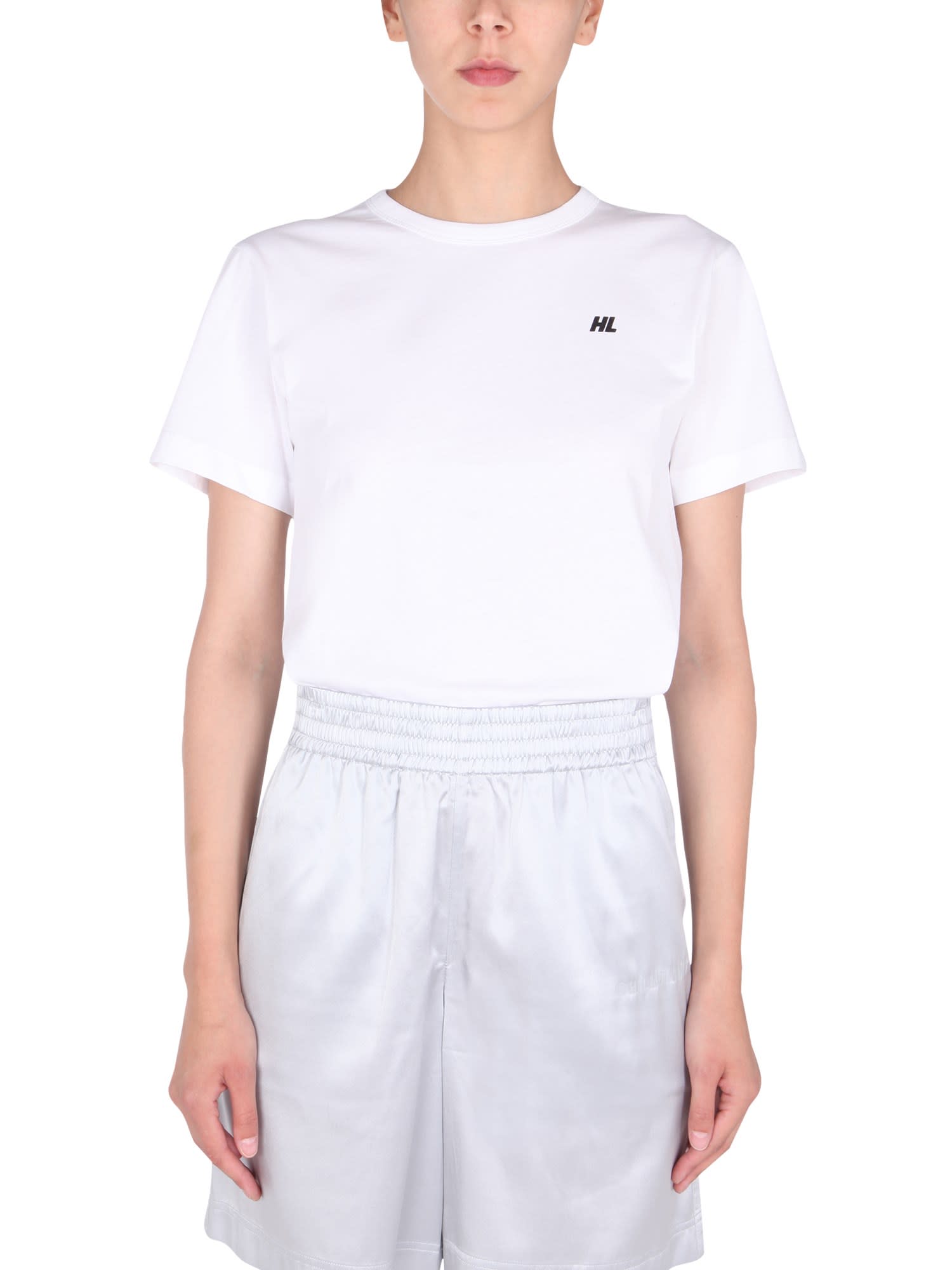 Helmut Lang Cropped T-shirt With Flocked Logo