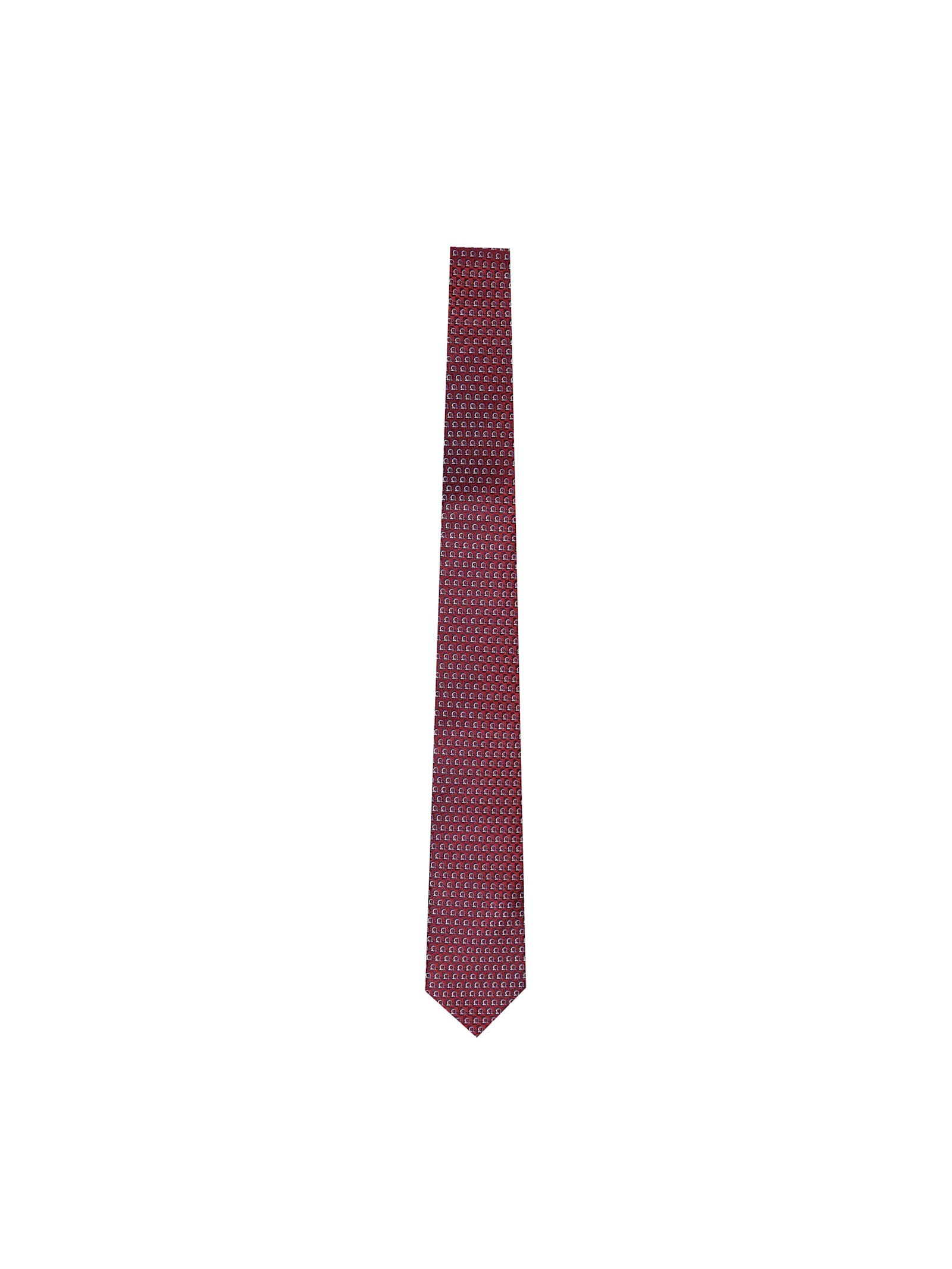 Ferragamo Wool Tie Gancini Print In Red