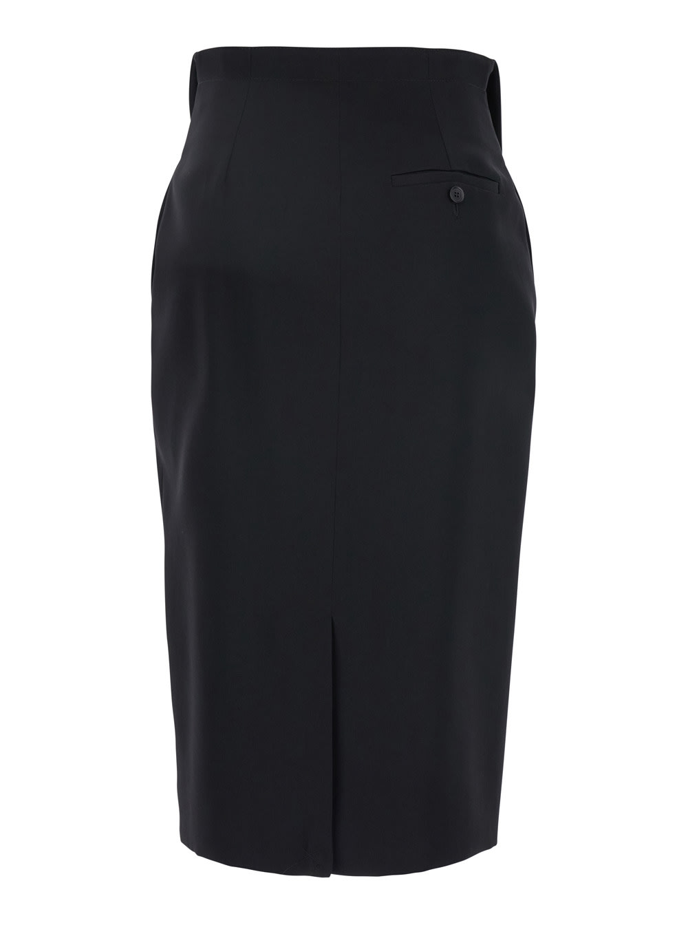 Alexander Mcqueen Black Skirt With Foldover Waist And Rear Single Slit In Wool Woman In Black