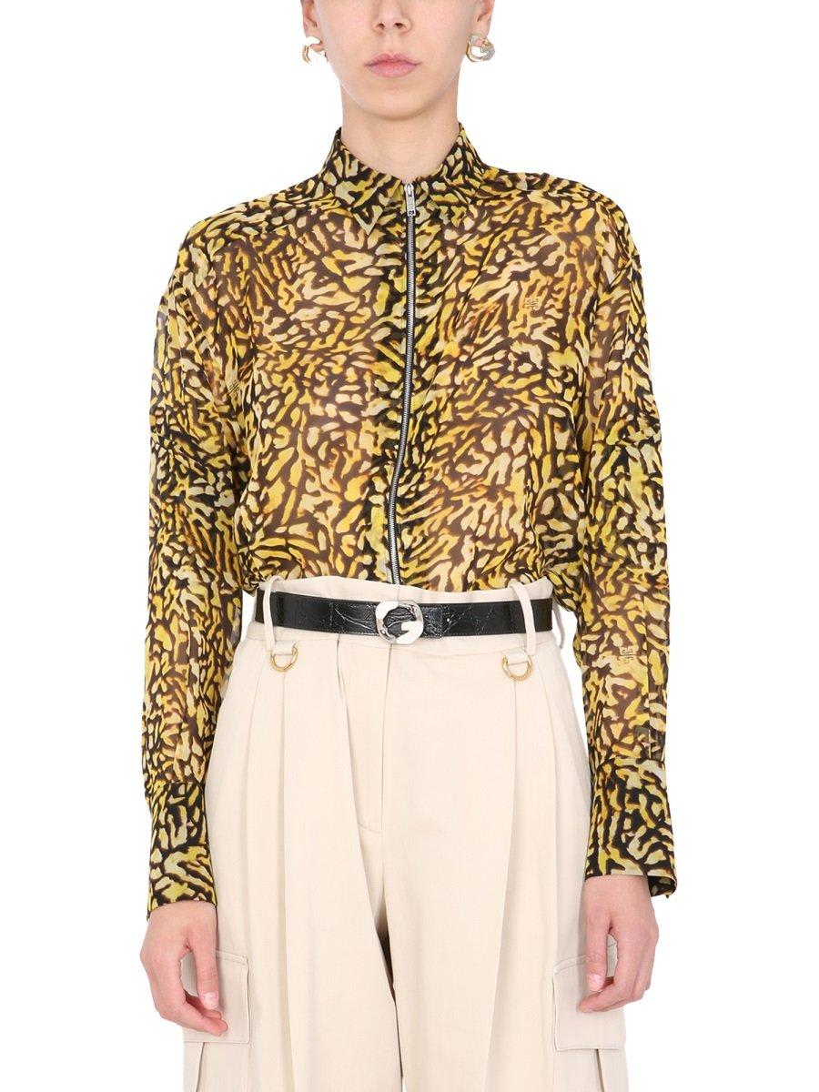 Shop Givenchy Animal Print Zipped Shirt In Multicolour