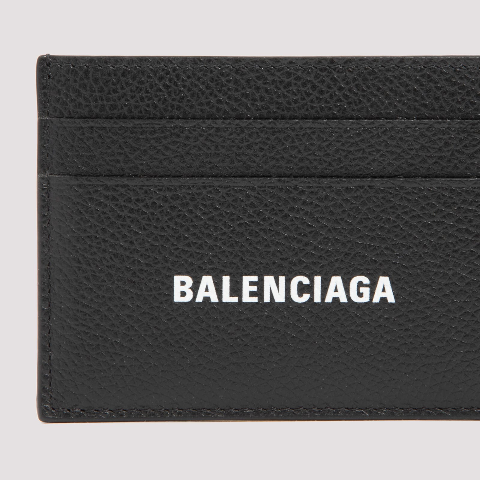Balenciaga Logo-print Grained Leather Card Holder Accessories In Black