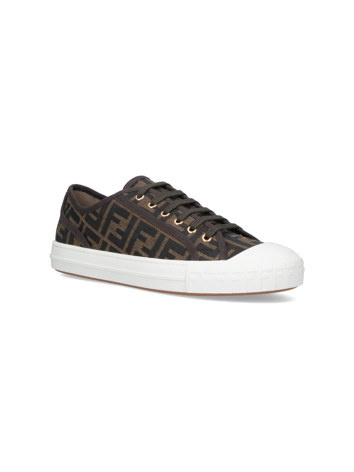 Fendi Men Brown Sneaker With All-over Ff Motif In Fabric Man In Black
