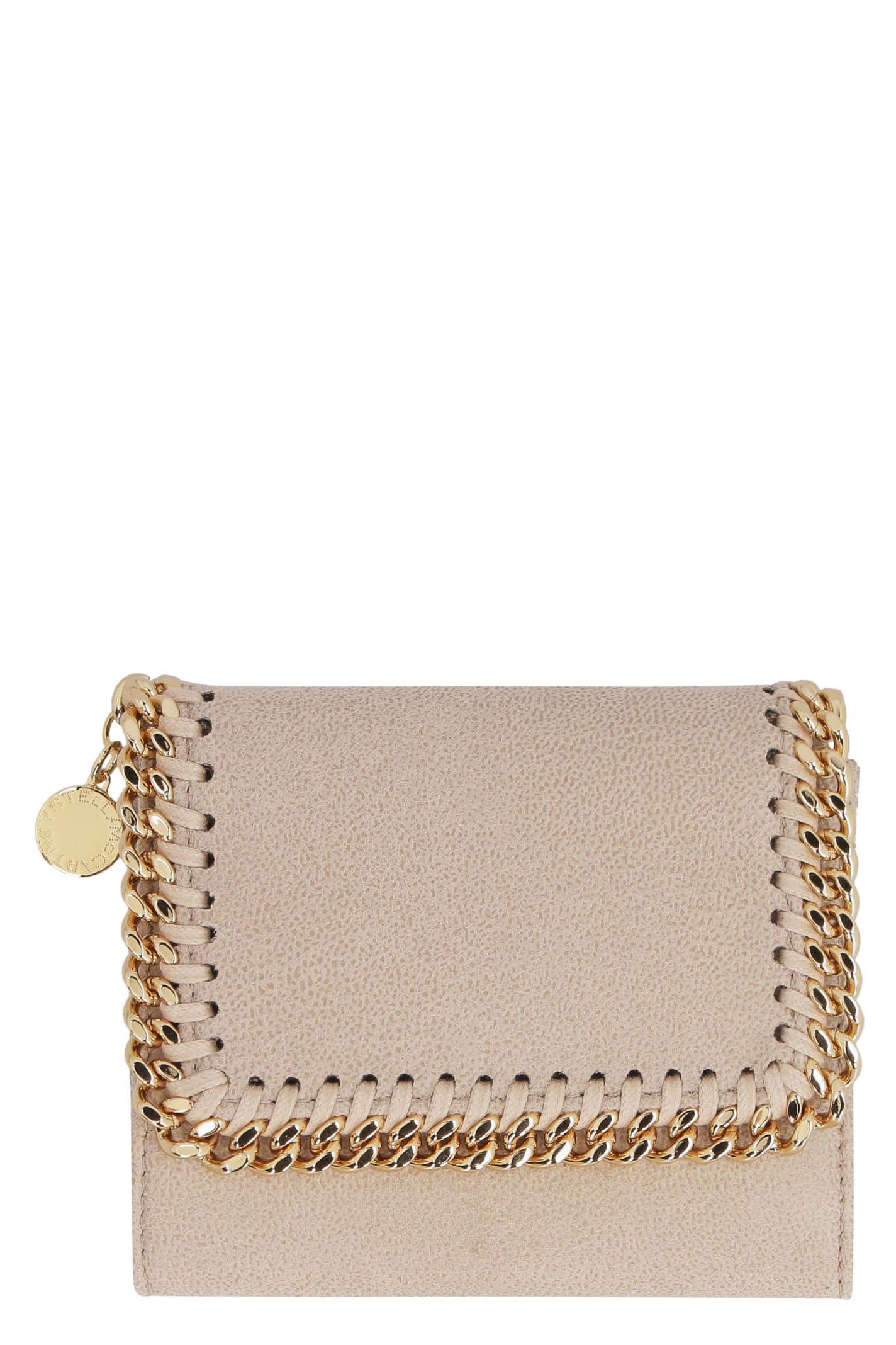 Shop Stella Mccartney Falabella Small Flap Wallet In Beige