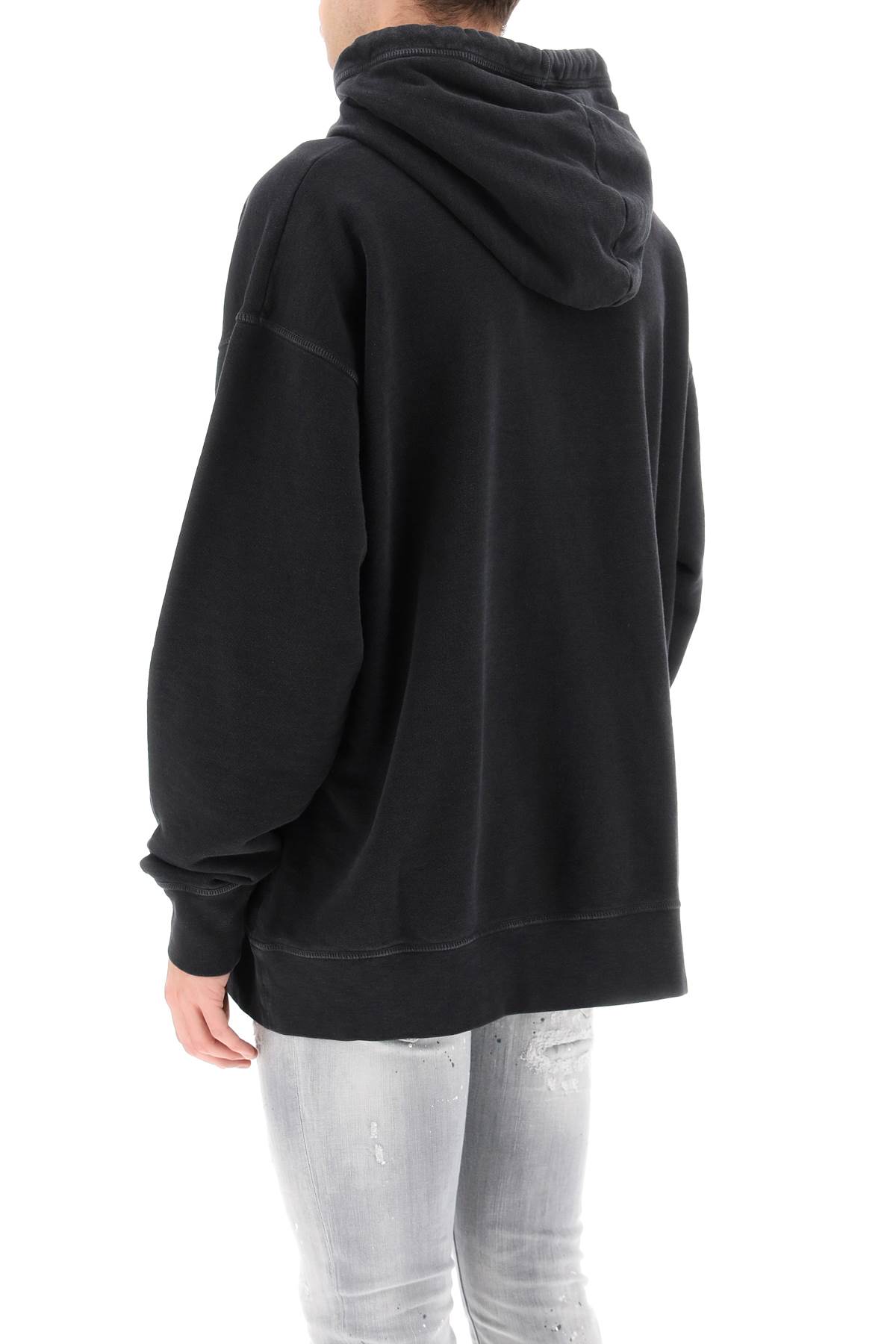 Shop Dsquared2 Logo Print Hoodie In Anthracite