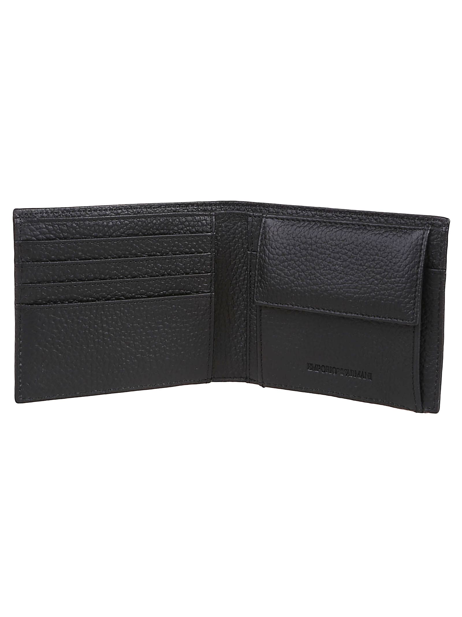 Emporio Armani Embossed Eagle All Over Wallet In Black