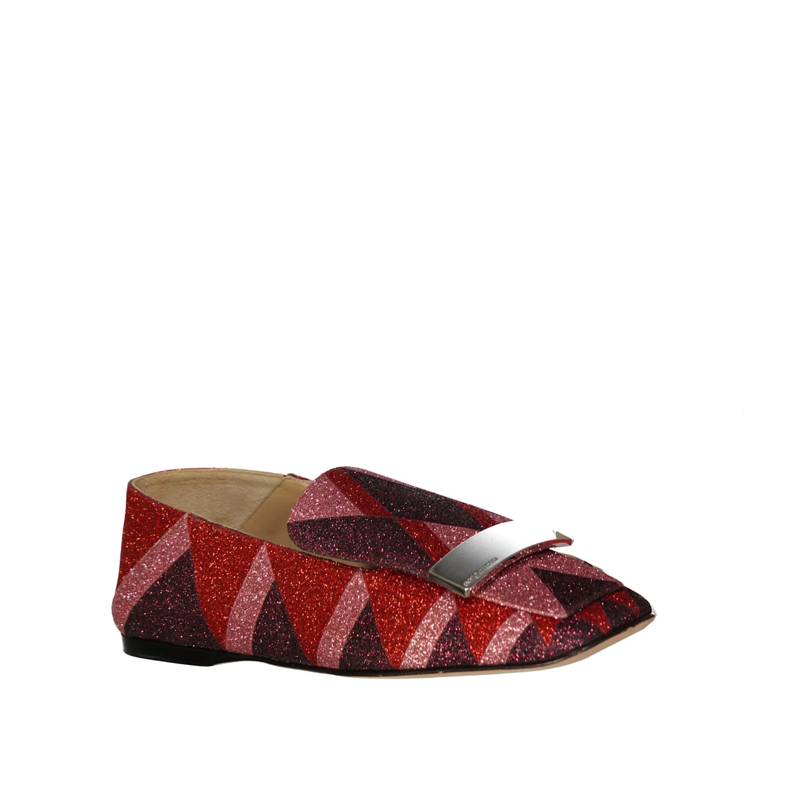 Sergio Rossi Multicolor Fabric Slip-on Loafers In Red
