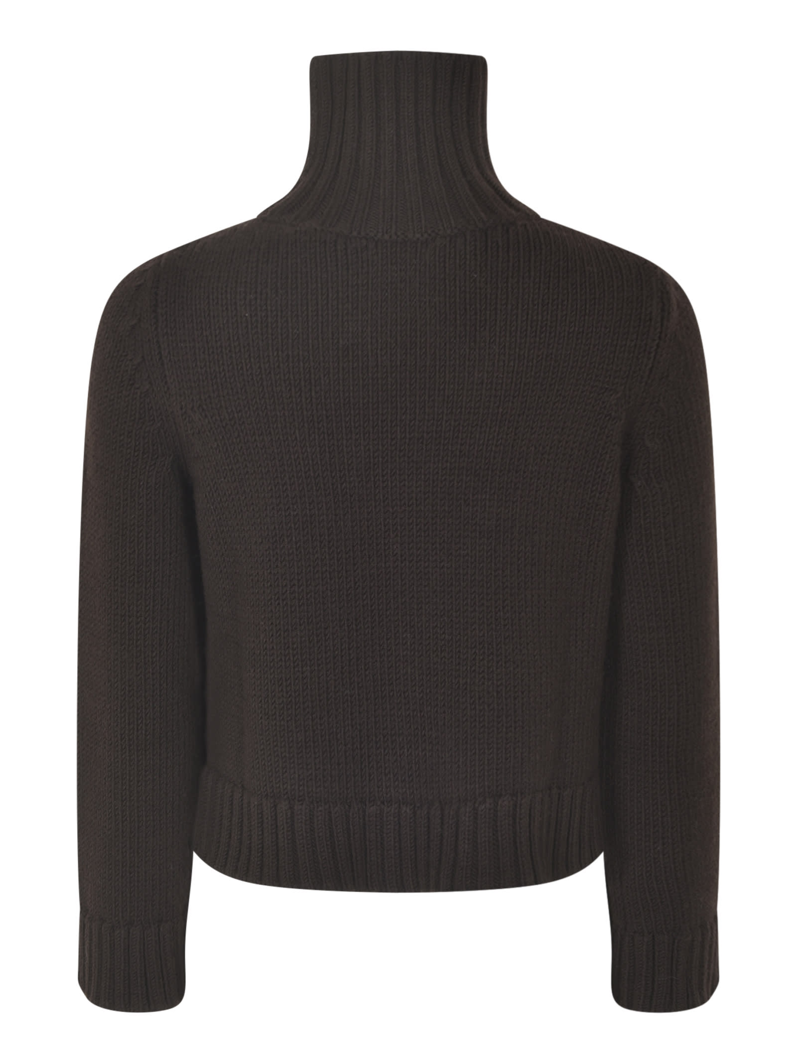 Shop Base High Turtleneck Cropped Knit Pullover In Ebony