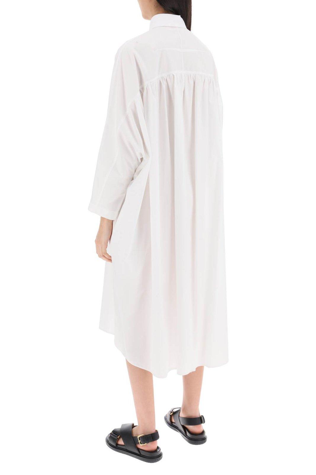 Shop Marni Long-sleeved Midi Shirt Dress In Bianco