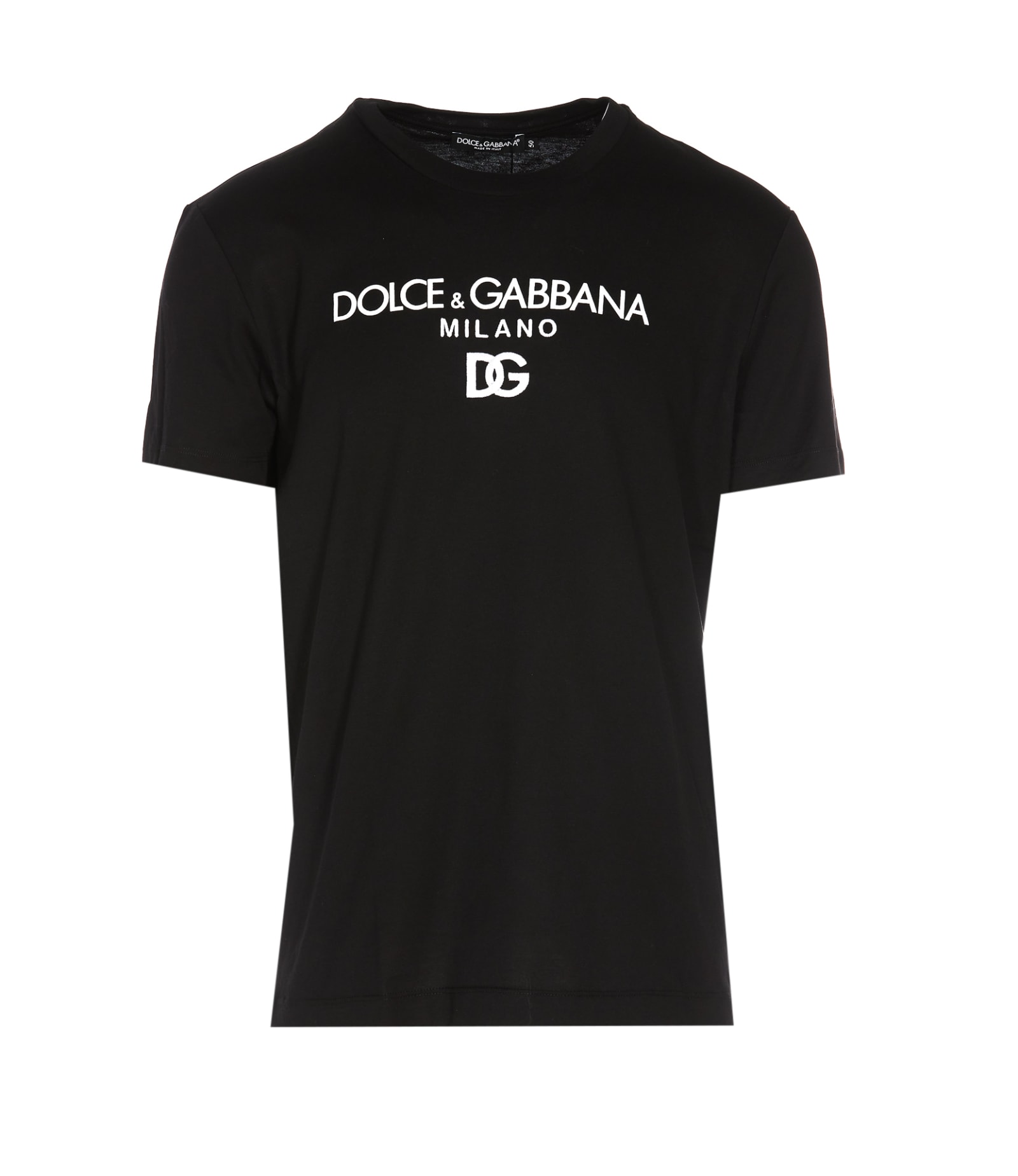 Shop Dolce & Gabbana Dg Embroidered Logo T-shirt In Black