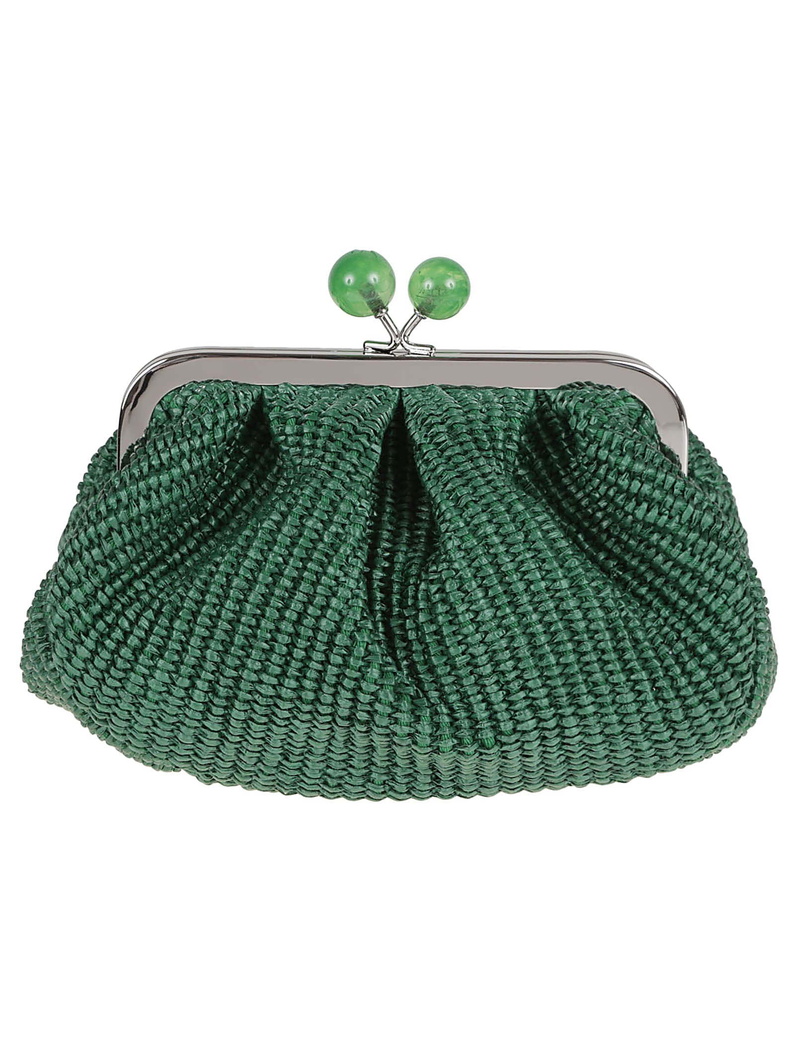 Weekend Max Mara Small Raffia-effect Pasticcino Bag In Green