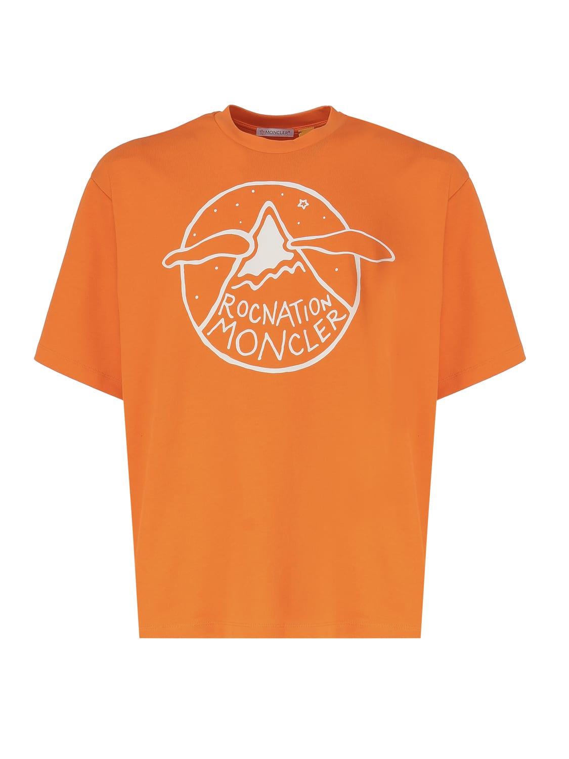 Shop Moncler Genius T-shirt With Logo Pattern In Orange