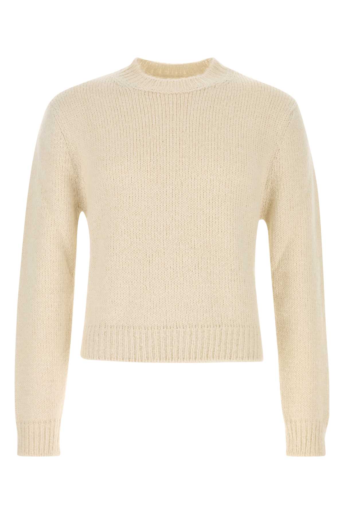 Jil Sander Ribbed Hem And Cuff Alpaca Blend Sweater In White