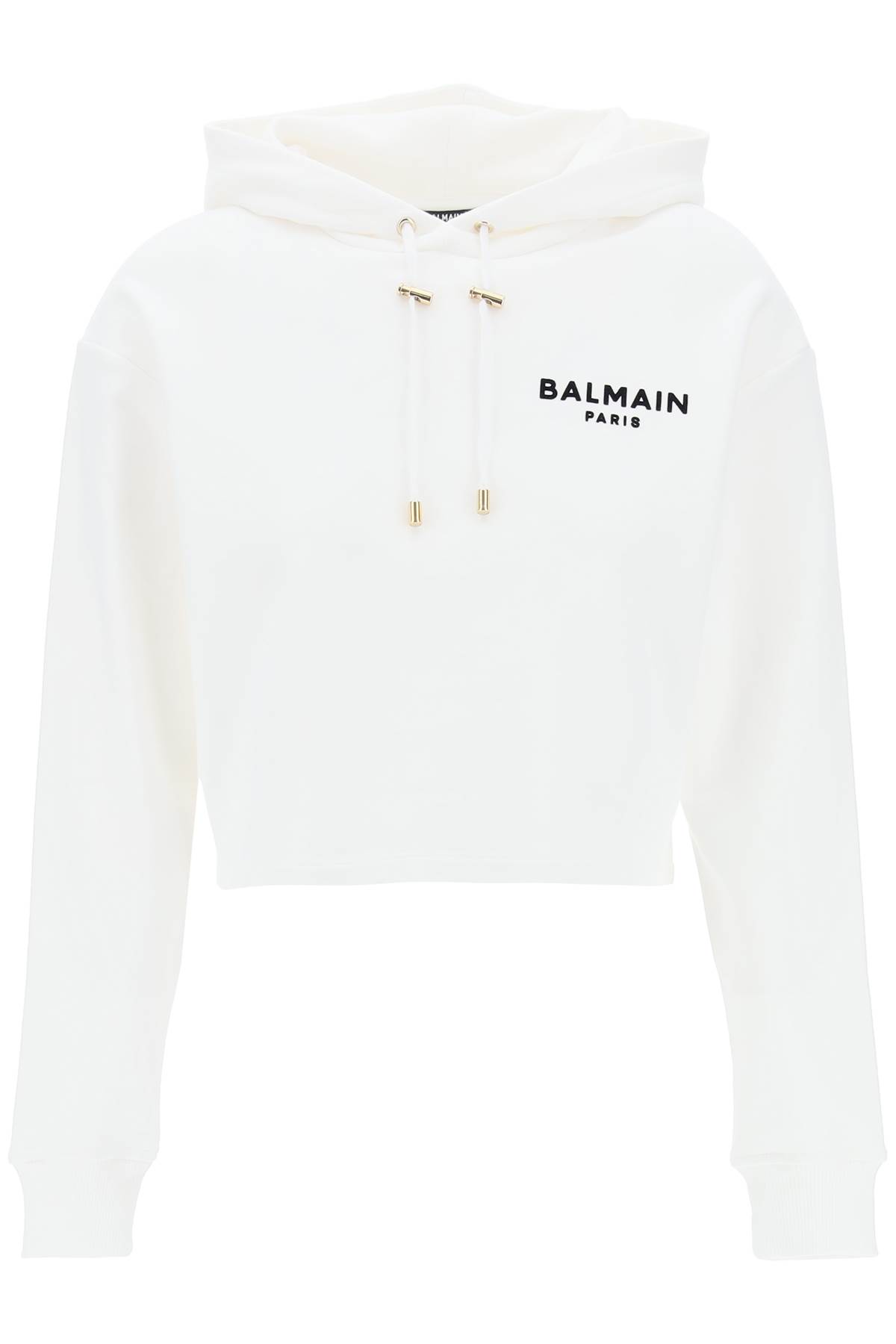 Cropped Hoodie With Flocked Logo