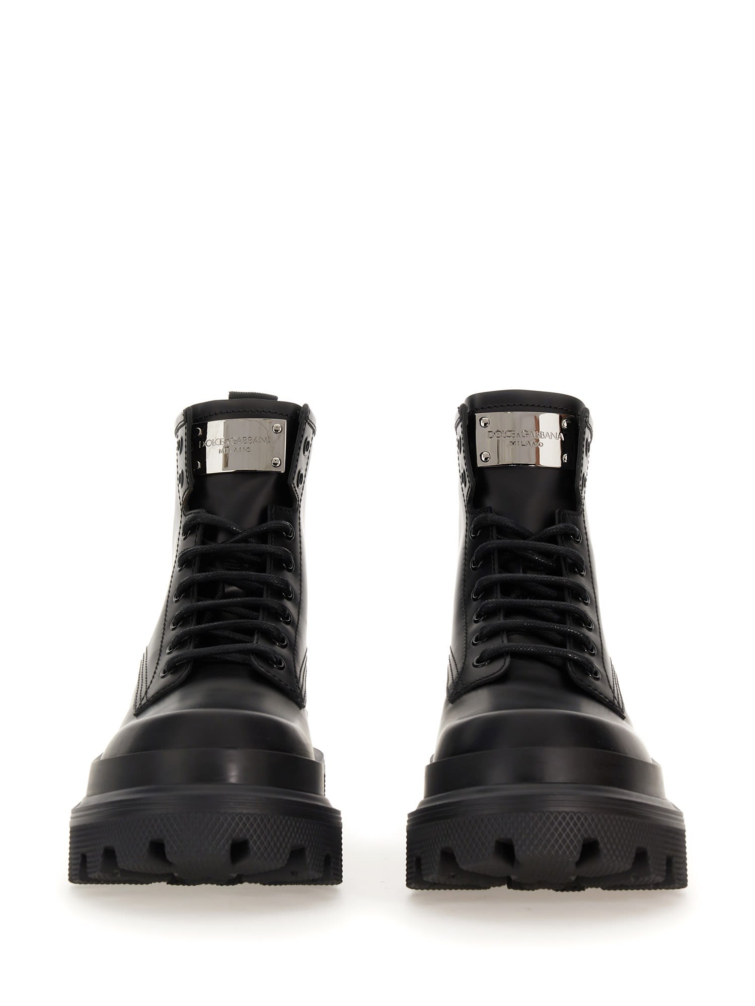 Shop Dolce & Gabbana Ankle Boot With Logo Plaque In Black