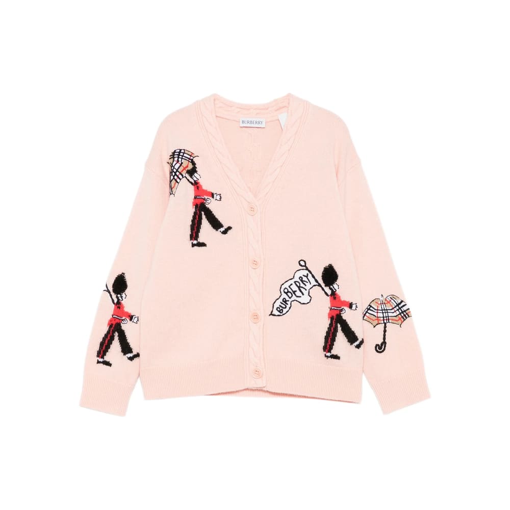 Burberry Girl's Romie Embroidered Soldier Cardigan In Pink