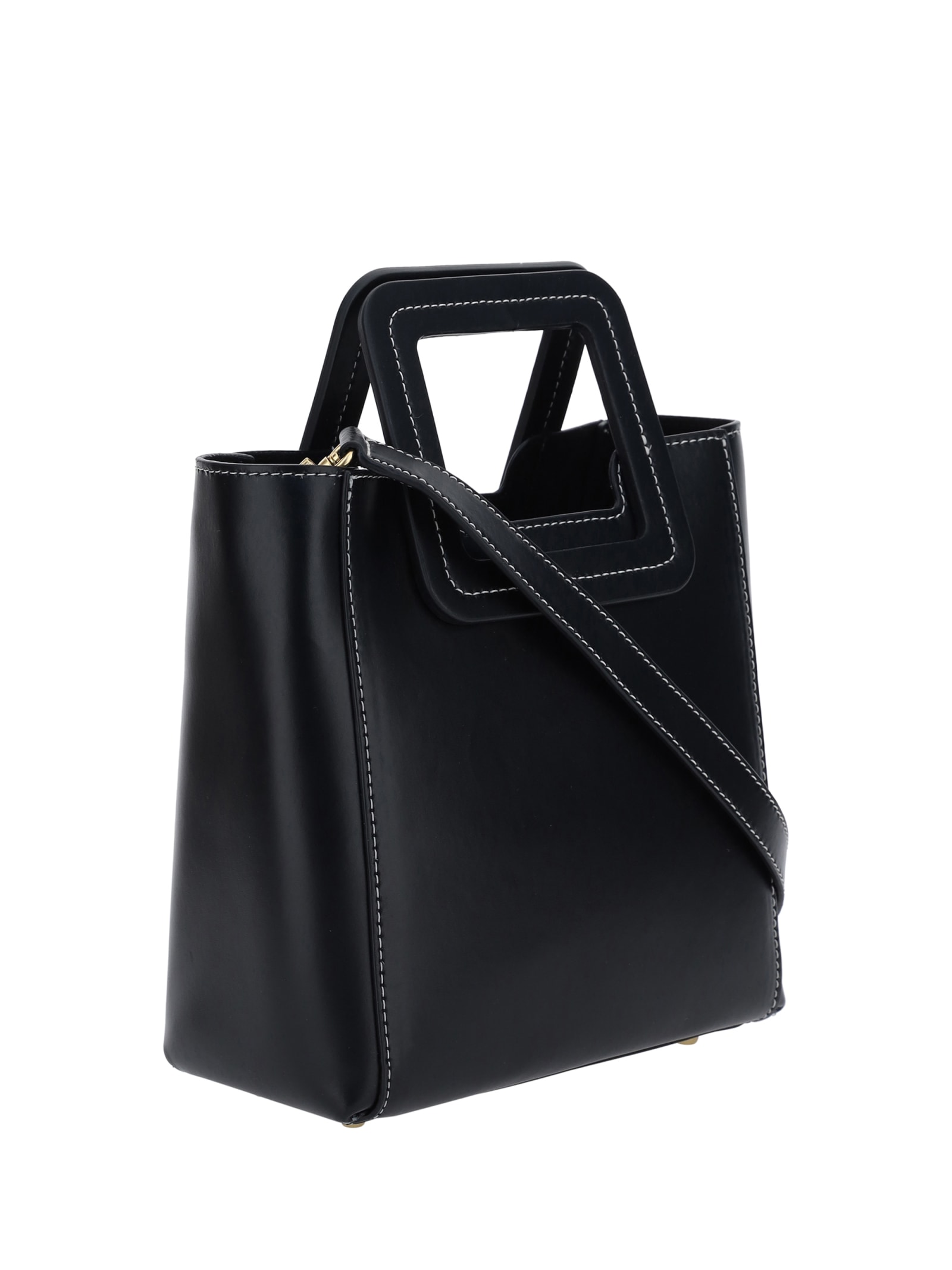 Shop Staud Mini Shirley Handbag In Black