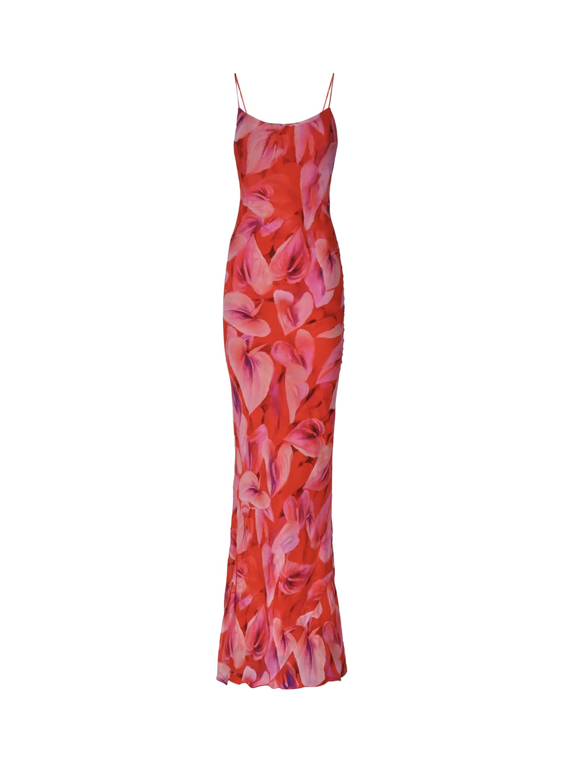 Shop The Andamane Isabelle Printed Georgette Long Dress In Red